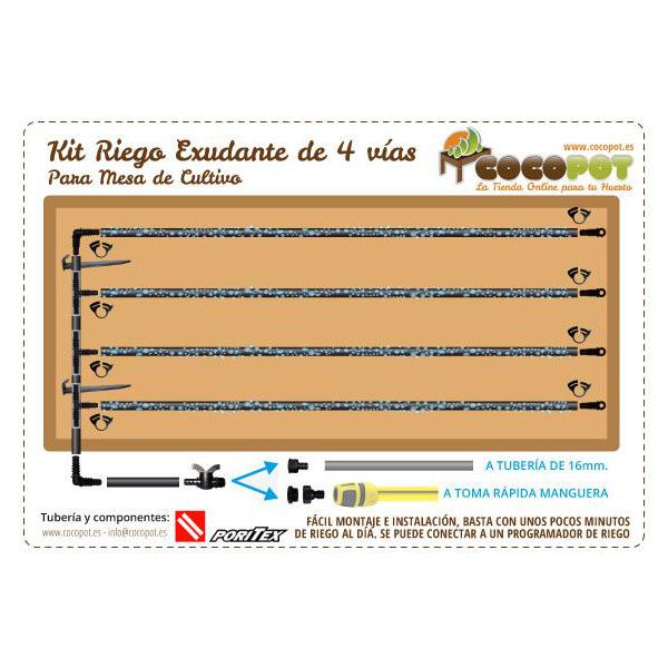 Foto 150x75 cm. kit riego exudante mesa cultivo (4 vías)