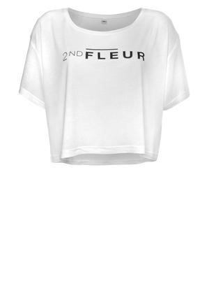 Foto 2nd Fleur Logo Crop Top White M - Tops,Minimalism