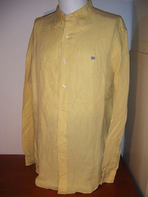Foto Camisa Clásica Vestir Pedro Del Hierro Talla 4 - L Seda Lino Amarillo Mens Shirt
