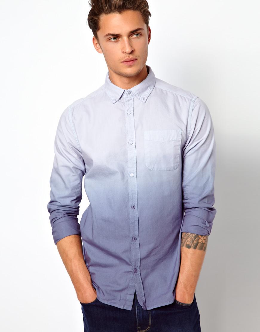 Foto Camisa Oxford con diseño de efecto teñido de River Island Azul