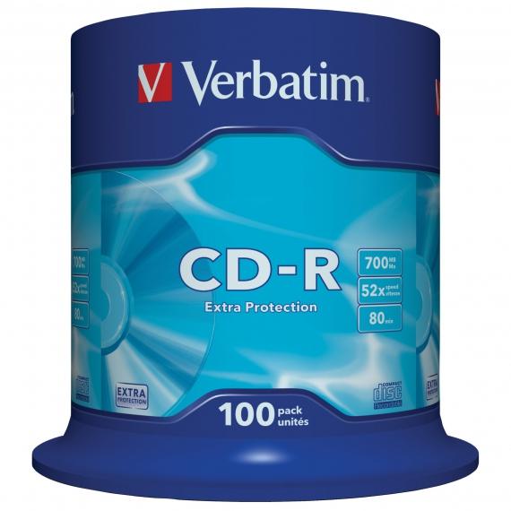 Foto CD-R Verbatim Extra Protection Tarrina 100Uds