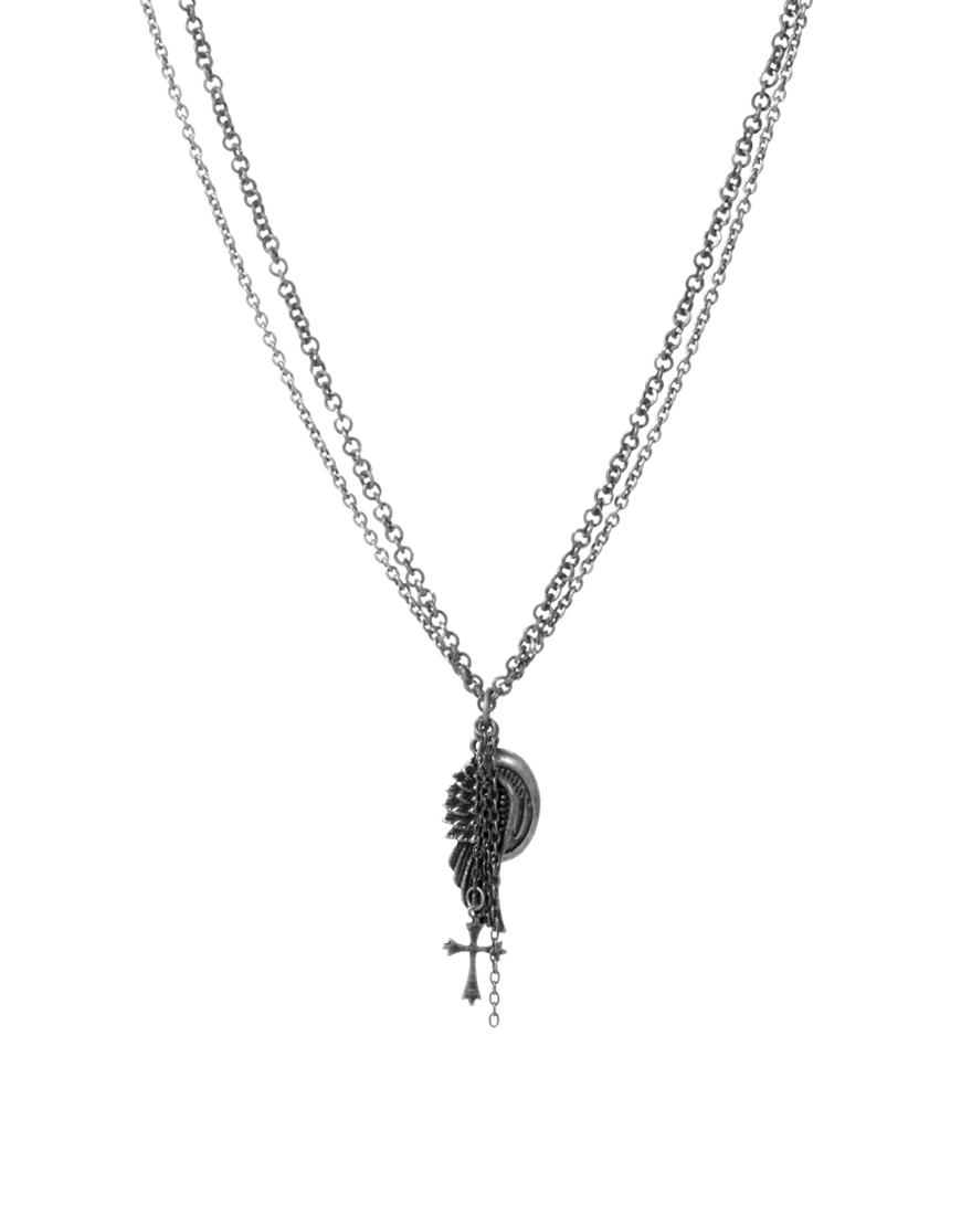 Foto Collar de cadena con charm de candado y cruz de Religion Plateado