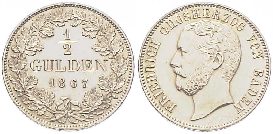 Foto Deutschland Baden 1/2 Gulden 1867