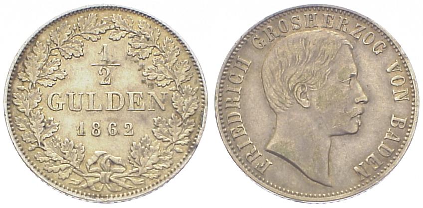 Foto Deutschland Baden-Durlach 1/2 Gulden 1862