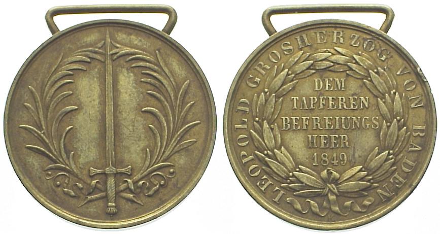 Foto Deutschland Baden tragb Bronzemedaille 1849