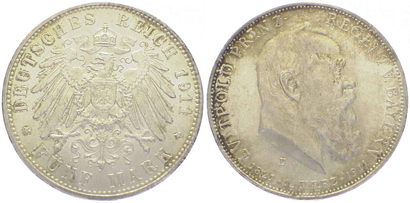 Foto Deutschland Bayern 5 Mark 1911 D