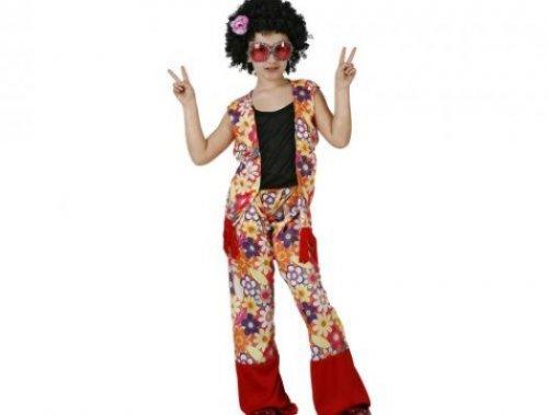 Foto Disfraz de hippie niña flores, 5-6 años