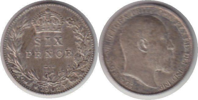Foto Grossbritannien 6 Pence 1902