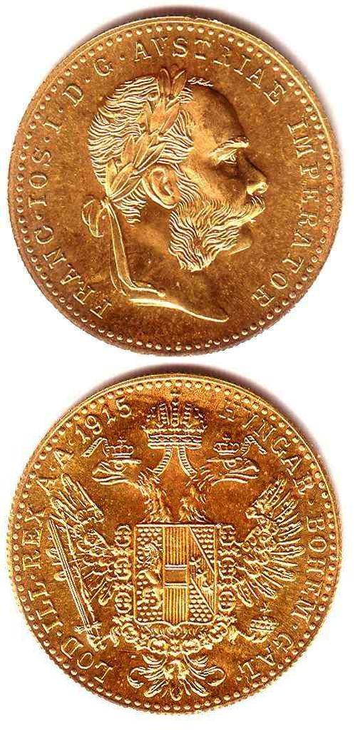 Foto moneda de oro Austria Dukat Kaiser Franz 1915