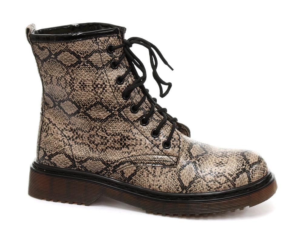 Foto New Odeon Snake Skin Print 8 Eyelet Womens Ankle Boots