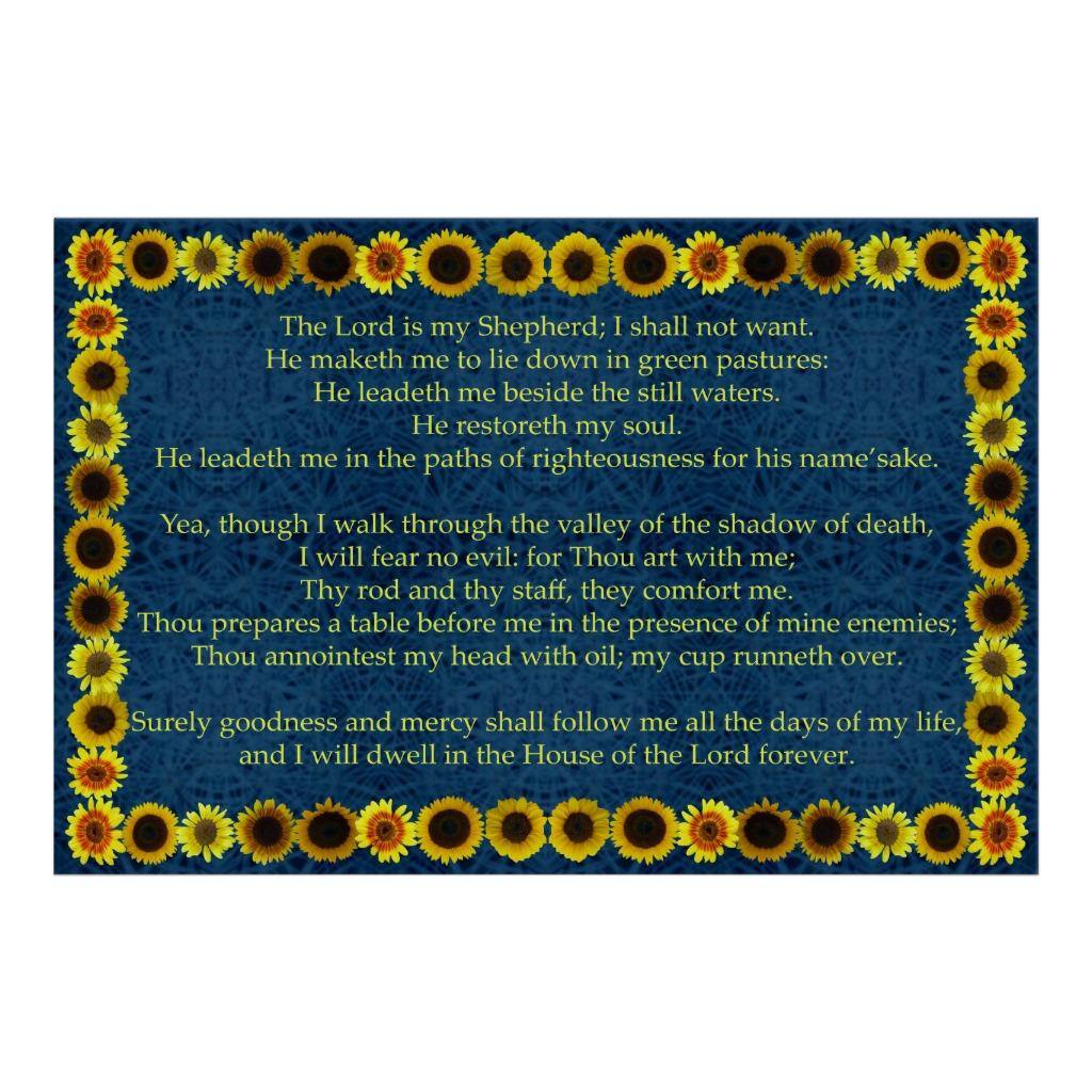 Foto Salmo 23 con el marco del girasol Impresiones
