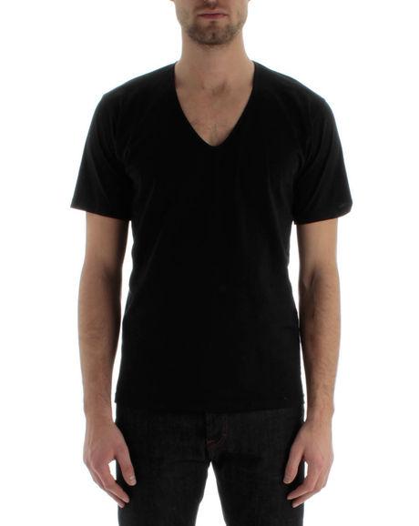 Foto SUNSPEL - Camiseta negra superfina con cuello en V Q82