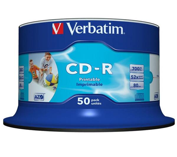 Foto Verbatim Eje de 50 CD-R DataLifePlus 700 Mb 52x - Superficie imprimible ancha