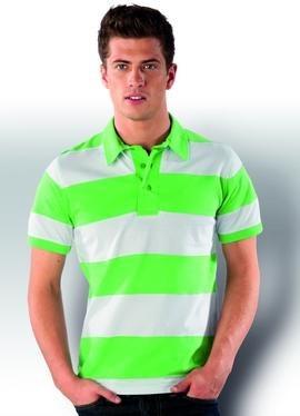 Foto 
Polo bicolor de manga corta rayado 100% Algodón: naranja / blanc



