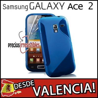 Foto +protector Carcasa Funda Silicona Tpu Gel Samsung Galaxy Ace 2 I8160 Azul Case