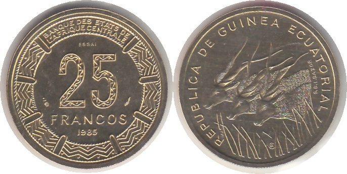Foto Äquatorial Guinea 25 Francs 1985