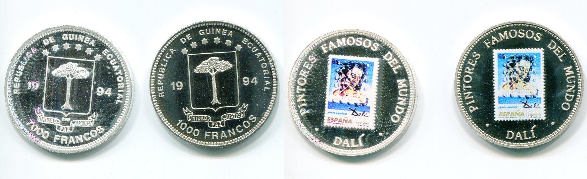 Foto Äquatorialguinea 1000 und 7000 Franc 1994