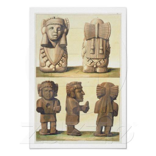 Foto Ídolos aztecas, México (litografía de color) Impresiones