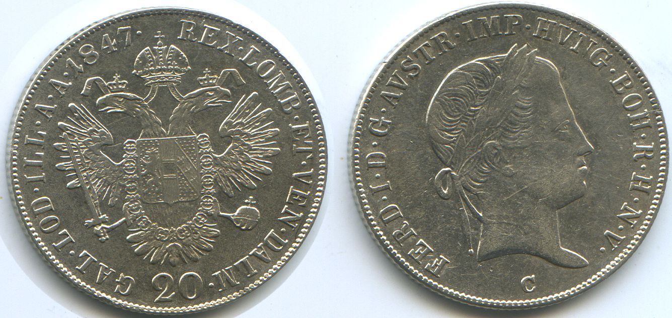 Foto Österreich 20 Kreuzer 1847 C