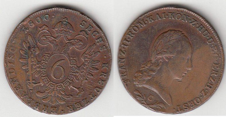 Foto Österreich 6 Kreuzer 1800 C