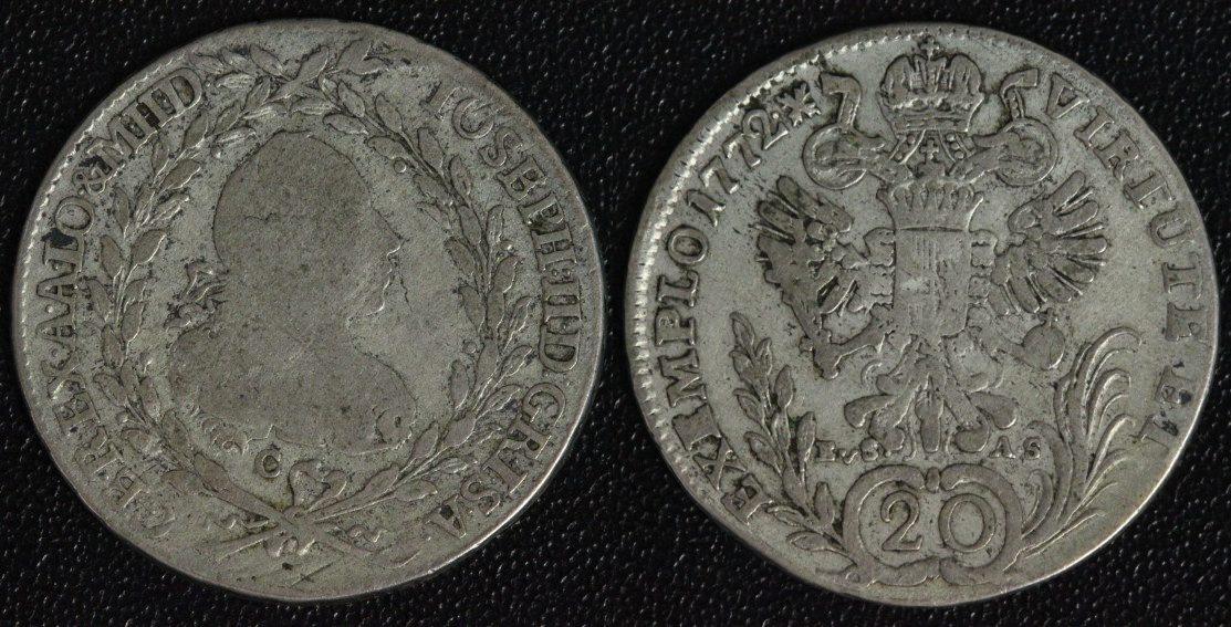 Foto Österreich-Habsburg 20 Kreuzer 1772 C