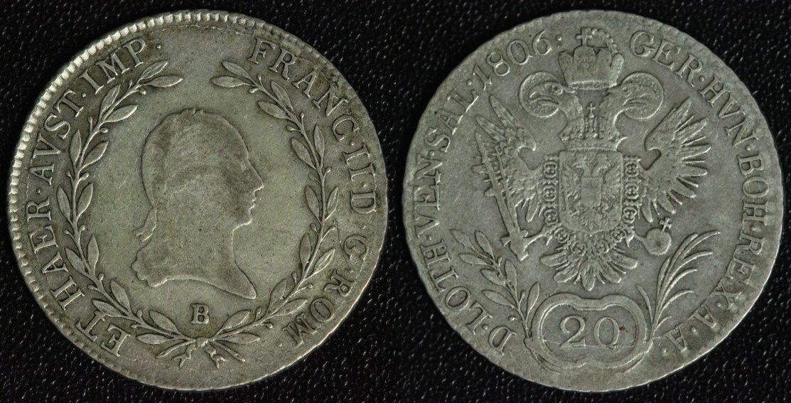 Foto Österreich-Habsburg 20 Kreuzer 1806 B