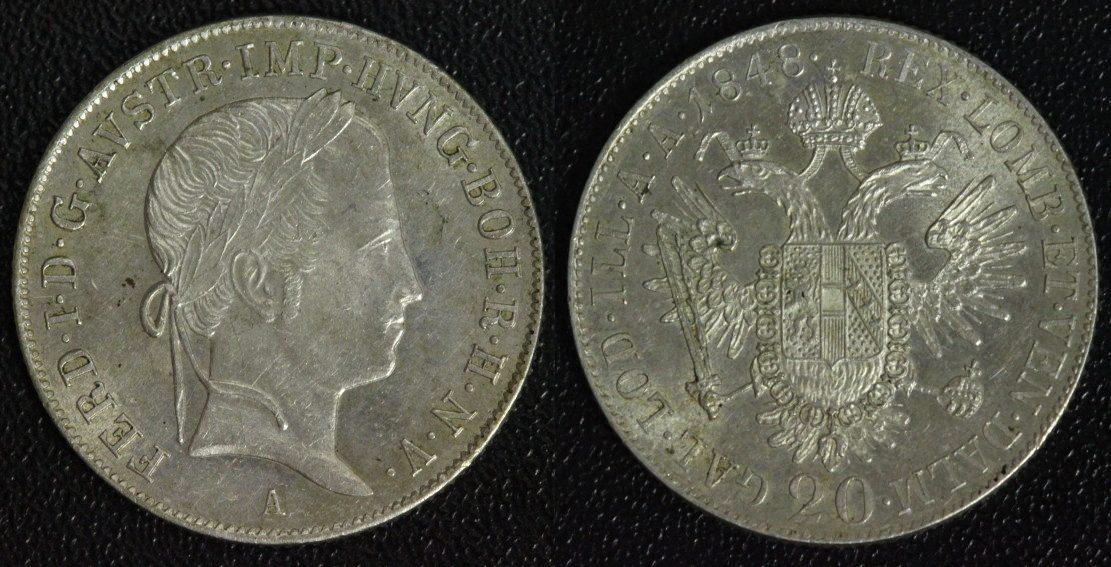 Foto Österreich-Habsburg 20 Kreuzer 1848 A