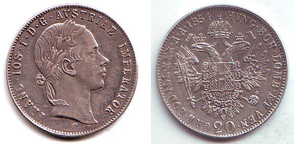Foto Österreich Habsburg 20 Kreuzer 1854 C