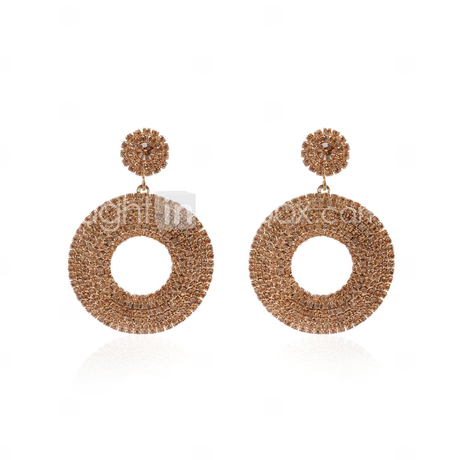 Foto Únicas de 18 quilates chapado en oro Pendientes de cristal de la Ronda de Moda