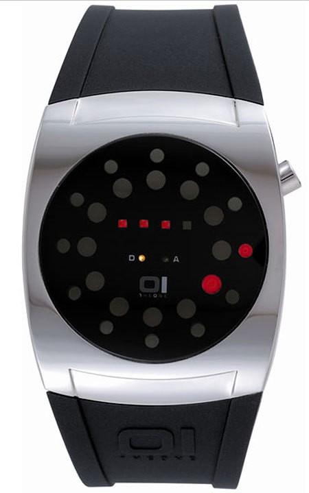 Foto 01 The ONE Unisex Lightmare Stainless Binary Watch - Black Dial - Rubber Strap - LL102R3
