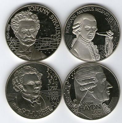 Foto (02) Austria / Österreich - Colección 4 Monedas 5 Ecu 1995 - 1998 Cu-ni Fdc