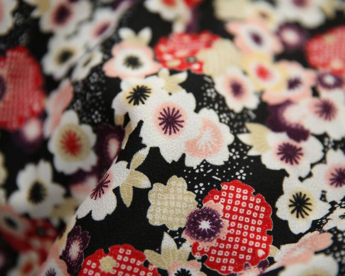 Foto 0.5m Japanese Sakura Cotton Fabric-Black