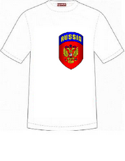 Foto 060-1 camiseta personalizada de hombre escudo de rusia (color: blanco; talla:m, l )