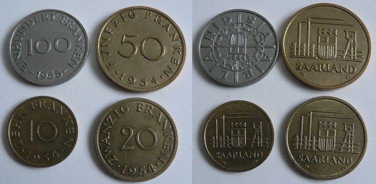 Foto 10 20 50 100 Franken Saarland 1954