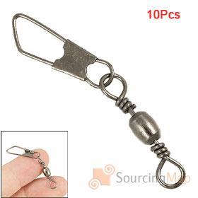 Foto 10 piezas oscuro Gray Line Pesca Metal a la caña del gancho conector clip giratorio 6 #