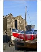 Foto 10 x 8 pulg imprimir of Barco de pesca y tiendas netos, Hastings...