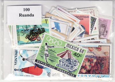 Foto 100 Sellos Ruanda Diferentes
