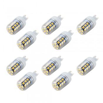 Foto 10x lámpara bombilla g9 27 led 5050 smd 4w blanco cálido funda transpa