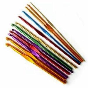 Foto 12 piezas de aluminio crochet multicolor ganchos con el caso (de la aguja de 2 mm a 8 mm) - para hacer punto