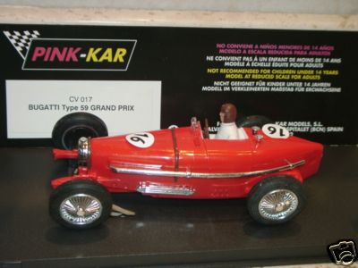 Foto 1nut) pink kar cv17 bugatti type 59 grand prix rojo/red -slot 1:32 scale-