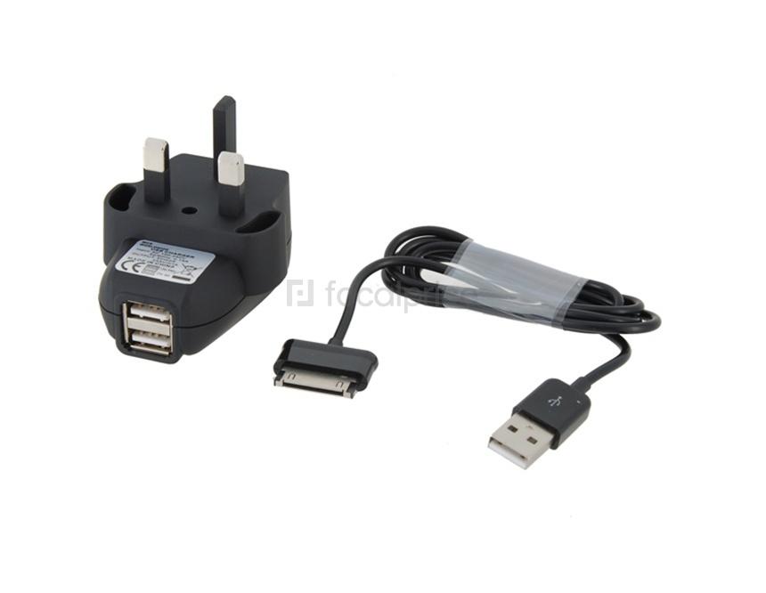 Foto 2-en-1 Cargador de Reino Unido Conector con cable de sincronización de carga para Samsung Galaxy Tab / iPad / iPhone4G/3GS