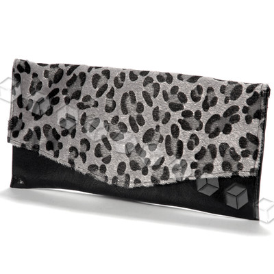 Foto 2 En 1 Gris Leopardo Bolso De Fiesta Para Mujer Asa Larga Pu Piel Sint�tica