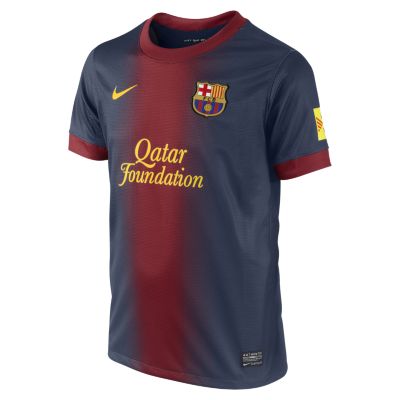 Foto 2012/13 FC Barcelona Replica de manga corta Camiseta de fútbol - Chicos (8 a 15 años) - Azul/Morado - S