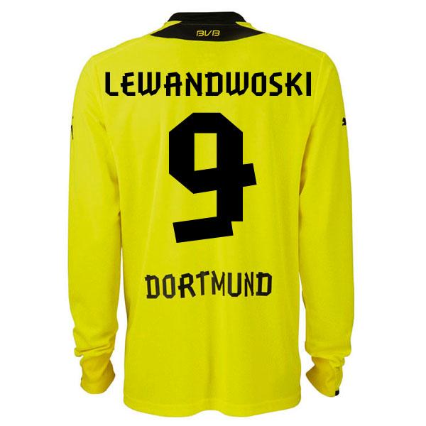 Foto 2013-14 Borussia Dortmund Long Sleeve Home Shirt (Lewandowski 9)
