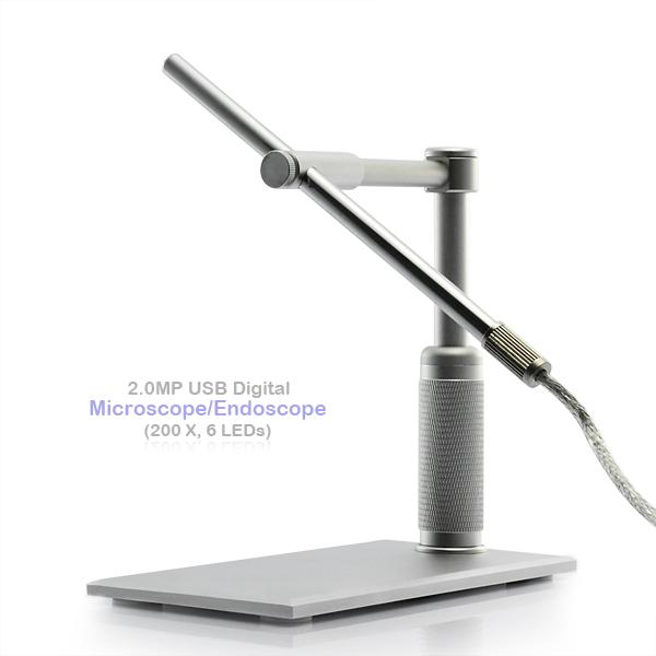 Foto 2.0MP USB Microscopio digital / endoscopio (200x, 6 LEDs)