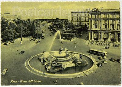 Foto 283. ak postcard roma piazza dell´esedra. esedra square