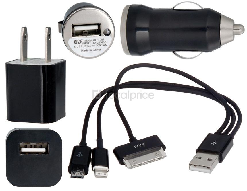 Foto 3 pieza American Enchufe USB Mini Car Set carga para el iPhone 5 (Negro)