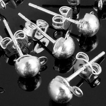 Foto 30x pendientes pequeños bañado de plata bolas 5mm moda