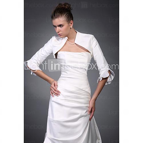 Foto 3/4-longitud mangas de tafetán de novia chaqueta / abrigo de la boda