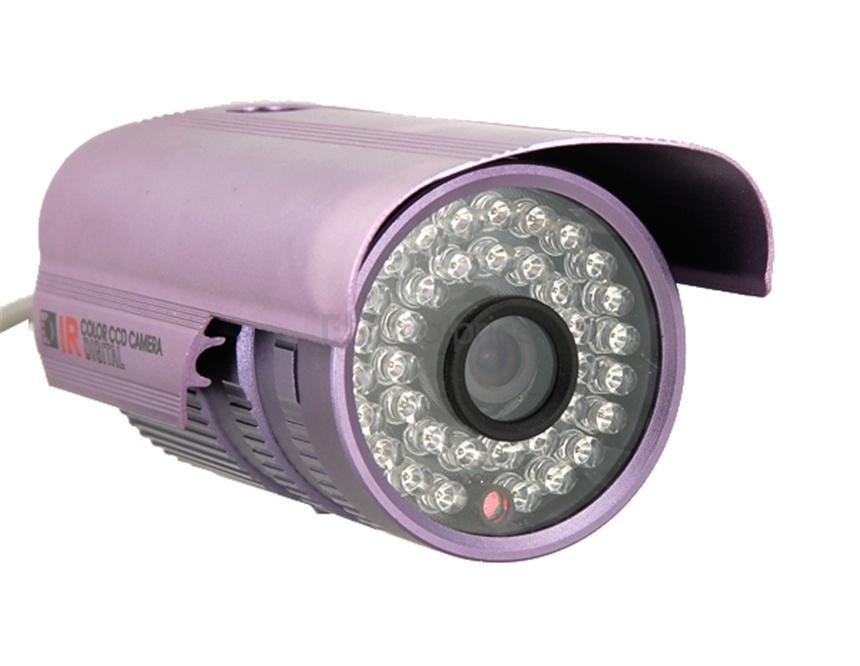 Foto 3.6mm Lente 35 LEDs IR Visión Noche impermeable cámara de vigilancia (Violeta)